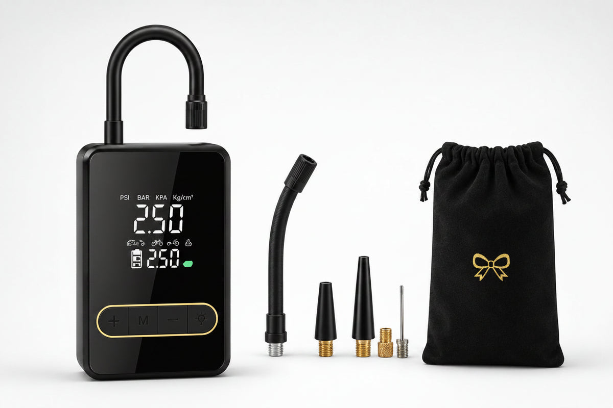 Inflador de neumáticos portátil digital DROVENTO con accesorios