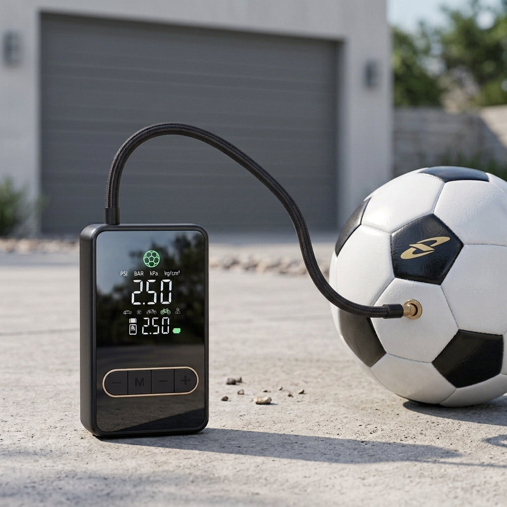 Inflador portátil DROVENTO para inflar una pelota