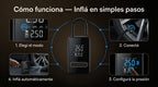 Inflador portátil DROVENTO con cuatro modos de inflado automático